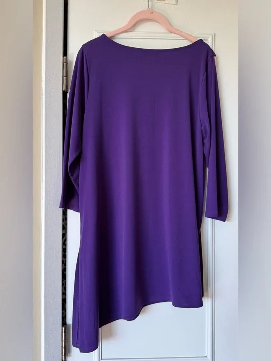 Alfani Purple 3/4 Sleeve Tunic Top - Picture 2 of 5